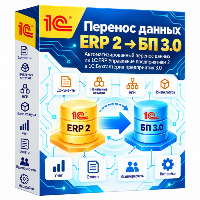 Перенос данных из ERP 2 (ЕРП) в Бухгалтерия 3.0